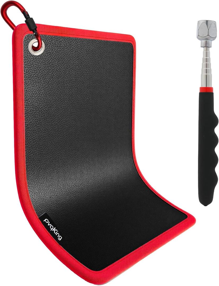 Flexible Magnetic Tool Mat,40 LBS Magnetic pad with Magnetic picker,Circular hanging hole&Carabiner Hook,Storage Organizer for Auto, Motorcycle,Electronic Assembly, DIY, Garage Workshop,12.6" x 9.76" | Strong adsorption, 40 pound load-bearing capacity, easy to carry, durable, fire-resistant, easy to clean