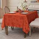 Softalker Fall Jacquard Tablecloth - Thanksgiving Maple Leaves Rectangle Table Cover, Autumn Harvest Waterproof Table Cloths Decor for Holiday, Dining, Party - Burnt Orange 60 x 120 Inch
