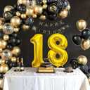 18th Birthday Decorations for Boys Black and Gold Balloons Garland Arch Kit with Number 18 Foil Confetti Balloon Happy Birthday Bunting Banner Black Gold Party Decor for 18 Years Old Men Anniversary