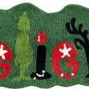 Cute Believe Christmas Runner Rug, 2x4.3 Christmas Throw Rugs for Bathroom Green Red Extra Long Bath Mat Washable, Festive Seasonal Kitchen Indoor Entryway Runner Rugs Bedroom Accent Floor Rug