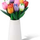 CroBlissful 10 Pcs, 9 Inch Spring Wooden Tulip Flowers for Vase Spring Decorations Wood Tulips Table Centerpieces for Mother's Day Valentine's Day Easter Decor Home Tabletop, Multicolor