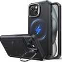 ESR for iPhone 15 Phone Case with Stand, 23ft Military-Grade Drop Protection Heavy Duty Magnetic Phone Case, Compatible with MagSafe Accessories, Cyber Series, Black