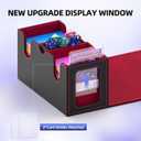 TopMade Card Deck Box with Commander Display, Trading Card Storage Box 520+ with Dice Tray, Leather Magnetic Closure Trading Card Case for YuGiOh, TCG, MTG and Sport Cards - Black & Red