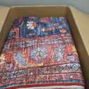 Washable Area Rug 9' x 12' Vintage Traditional Persian Mat - Foldable Distressed Non-Slip Machine Washable Carpet for Living Room Bedroom Kitchen Home Decor - Indigo and Crimson
