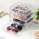 STORi Chloe Space-Saving Clear Drawer Organizer (4 Wide Drawers) Sort Office, Kitchen, Beauty Supplies, Makeup, Pens, Jewelry, Stationary, Made in USA