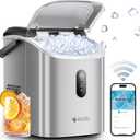 ecozy Smart Nugget Ice Maker Countertop, Portable Pebble Ice Machine with Voice Control, 33lbs/24H Soft Chewable Ice, Self-Cleaning Pellet Ice Maker with APP WiFi for Kitchen Party, Stainless Steel