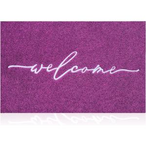 AAZZKANG Purple Outdoor Mat Front Door Entrance Indoor Welcome Doormat Large 24"x36" Anti Slip Rubber Door Mat,Trap Dirt Easy to Clean
