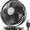 Gaiatop USB Desk Fan, 5.5 Inch Small Quiet Powerful 3 Speeds 90 Rotate, Personal Mini Portable Desktop Table Fans, Cooling for Home Office Car Travel Indoor Outdoor Black