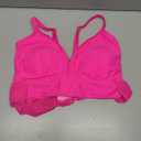 Curvagile Women Plus Size Bikini Top Modest Flowy Mesh Halter Swim Tops Push Up Bathing Suit Top Only 2026 (Pink, 3XL)