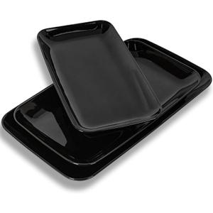 DELLING Large Serving Platter, 16/14/12inch Black Serving Tray Set Rectangular Serving Platters for Party, Entertaining, Turkey Platter for Thanksgiving, Christmas, Microwave Dishwasher Oven Safe