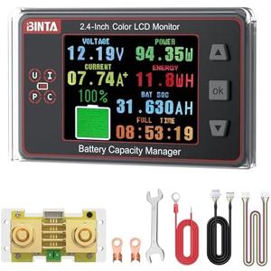 Amazon.com: BINTA 500A Battery Monitor Shunt 8-100V 2.4 Inch Color Screen for Lifepo4 Lithium Sealed Gel Flooded Batteries, Backlight Waterproof Battery Monitor with Sliding Cover for Car RV Golf Cart Solar Panel : Automotive