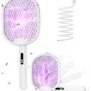 Electric Fly Swatter 3 in 1 Bug Zapper Racket with 4000V 1800mah Battery 5-Layer Safety Mesh 180 Foldable Electric Mosquito Swatter Suitable for Indoor or Outdoor