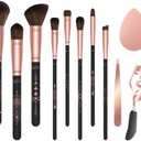 Makeup Brushes, NIZIYI Professional 11 Pcs Makeup Brush Set Premium Synthetic Foundation Highlight Powder Concealers Eyeshadow Blush Brow Brush Sponge Tweezers Eyelash Curler Make Up Brush Gift Kit, Pack of 2 