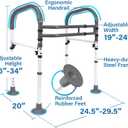 Vaunn Medical Adjustable Toilet Safety Rail for Seniors, Foldable Toilet Safety Frame for Elderly Adults, Bathroom Grab Bar Handle, Toilet Handle for Elderly & Disabled, Free-Standing (Gray)