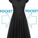 HELYO Women's Summer Dresses Cute V Neck Ruffle Sleeve Cocktail Short Work Casual Dress with Pockets 648 (Black, S)