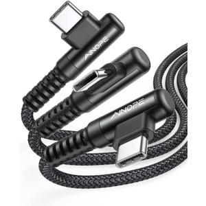 AINOPE Right Angle USB Type C Cable [3-Pack 3.3ft/6.6ft/10ft] 3.1A Fast Charging USB to USB C Cable, Nylon Braided USB C Charging Cable Compatible with Galaxy S21+ Ultra, iPad mini/Air/Pro, Pixel 6X