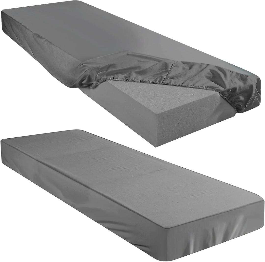 Breling Fitted Sheet (Sheet Only) Compatible with Milliard Trifold Mattress Folding Mattress Fitted Microfiber Bedclothes for Camp Bunk Rvs Bed(Dark Gray,2 Pcs,Single,6'')