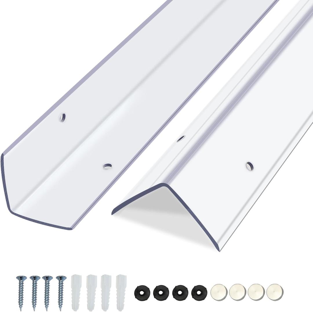 Clear Screws Installation Wall Corner Protectors, Thickened L-Shaped Furniture Edge Shields & Guards for Sharp Wall, Door Frame, Table (2pcs x 39.4L x 1.97W)