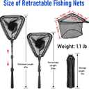 Fishing Net with Handle, Telescoping & Folding Fish Net for Easy Transport & Storage, Durable Freshwater & Saltwater Fishing Gear for Kids & Adults, Compact & Portable Design