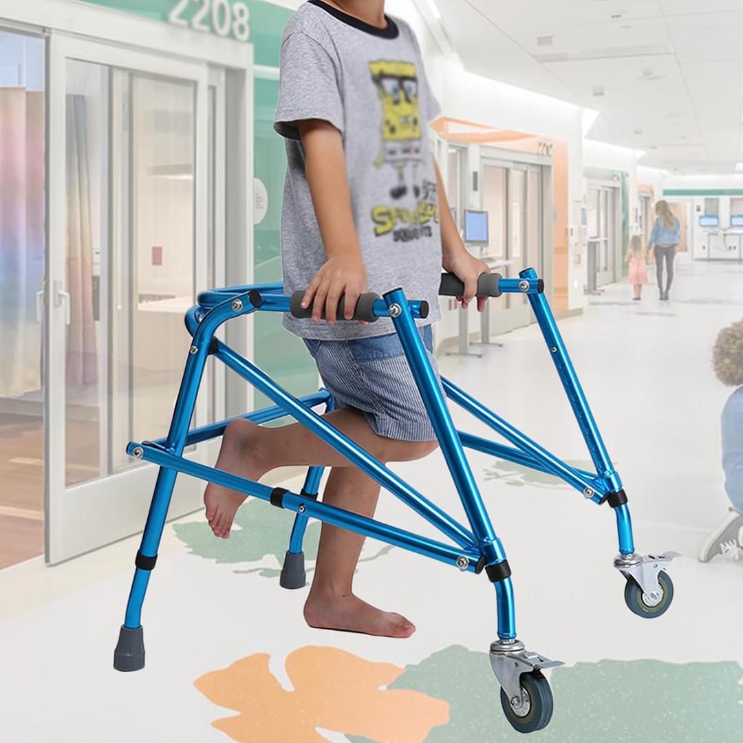 2-Wheel Compact Folding Walking Aid - Aluminum Height Adjustable, 220 lbs Weight Capacity for Kids & Petite Adults
