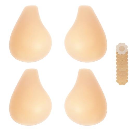 Bontierie 2025 Added Lift Seamless Nipple Covers Ultra-Thin Push up Sticky Pasties Women Adhesive Bras-2 Pairs Beige Size M