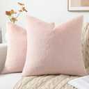 Pallene Faux Fur Plush Throw Pillow Covers 18x18 Set of 2, Luxury Soft Fluffy Cozy Decorative Pillow Covers for Sofa, Couch, Living Room, Blush Pink