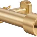 Heavy Duty Curtain Rods, 1 1/8 Inch Diameter Single Curtain Rod 36-72Inch(3-6ft) Extendable Length with End Caps Adjustable Modern Brackets-Warm Gold