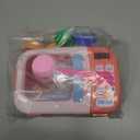 Microwave Toys Kitchen Play Set with Light Sound,Kids Pretend Play Electronic Oven with Play Food and 6 Color DIY Play-Dough for Children Ages 3+ Years (Pink)