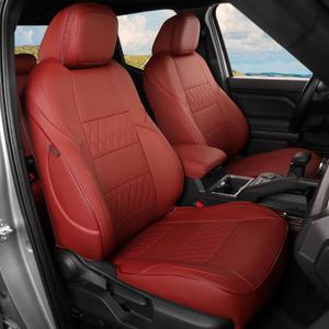 EKR Custom Fit Tacoma Car Seat Covers for Select Toyota Tacoma (Petrol) 2024 2025 2026 Double cab SR,SR5,TRD Sport,TRD Off-Road,Limited - Full Set,Leather(Burgundy)