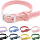 ZALER Waterproof Dog Collar, Adjustable Odor Proof Dog Collars Easy to Clean, Soft Comfortable Pet Collars for Small Dogs Pink, ( Length:8.6''-12.6''; Width:0.75'')