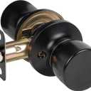 HOSOM Passage Door Knob, Matte Black Door Knobs Keyless Doorknobs for Interior Doors, Hallway, Closet and More, No Locking Door Handle