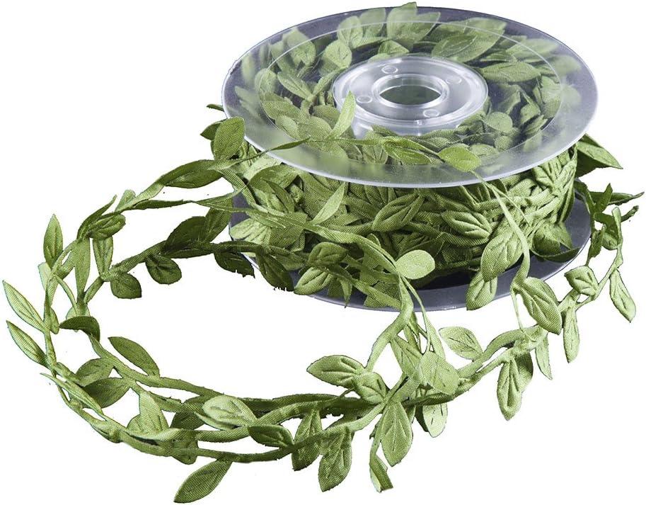 DECORA Artificial Green Leaf Ribbon for Wreath and Flower Decorations (20 Yard Spool)