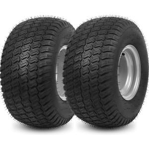 AR-PRO 2-Pack 18x9.5-8 Lawn Mower Tire and Wheel Assembly, 4-Ply Tubeless Turf Tires on Silver Rim, 4 Lug 4" Bolt Pattern, 2.83" Center Hole, for Zero Turn & Riding Mowers
