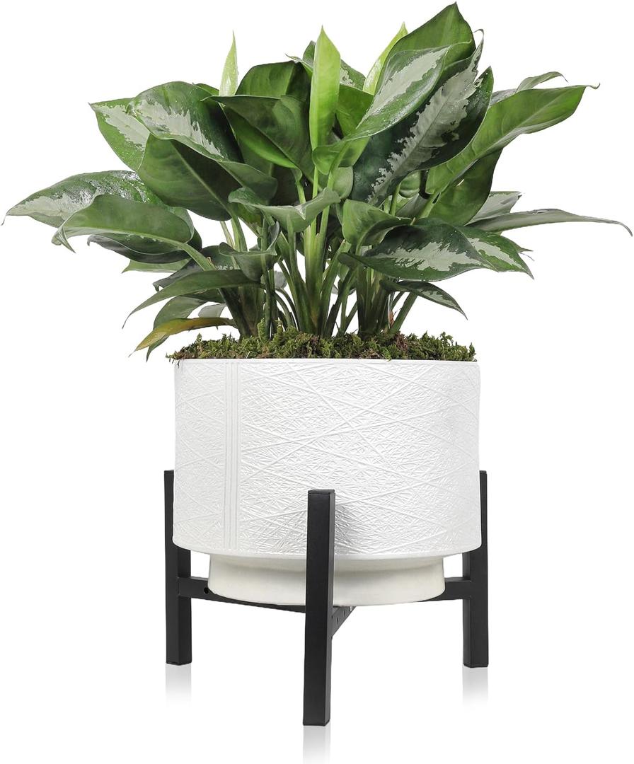 Metal Plant Stand, Adjustable Heavy Duty Sturdy Plant Holder for Indoor Outdoor Use, 2 Height Displays Single Plant Pot Stand (Black, Fit 8-12inch pots)