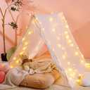 Wowangce Sleepover Tent Set Includes 1 Teepee Tent,1 Inflatable Airbed,1 Pack Star String Lights,Travel Bed Inflatable Indoor Outdoor