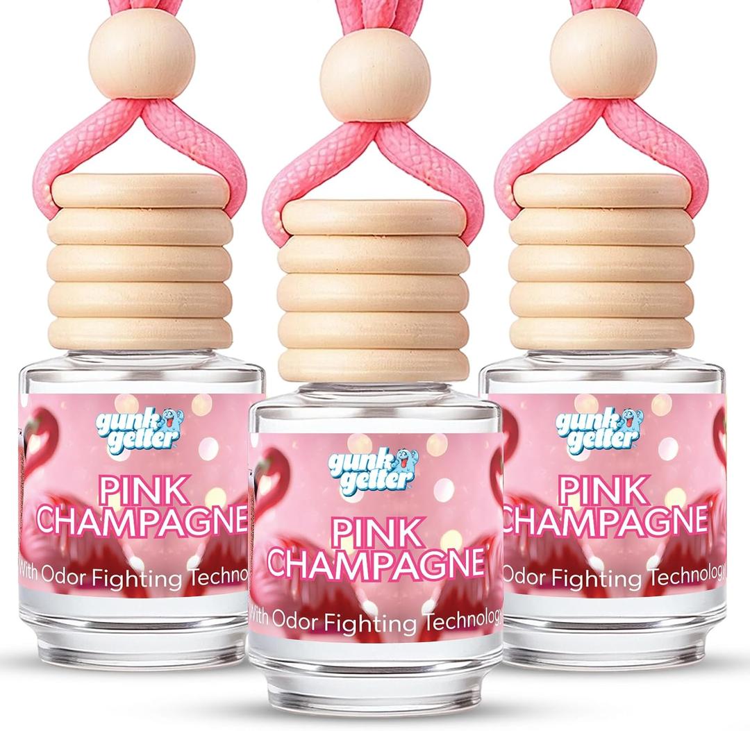 3 x Hanging Air Freshener Car Diffusers - Long Lasting Scent, Odor Eliminator, Home Essentials, Fresh car fragrance diffuser - 3 Pack- Pink Champagne