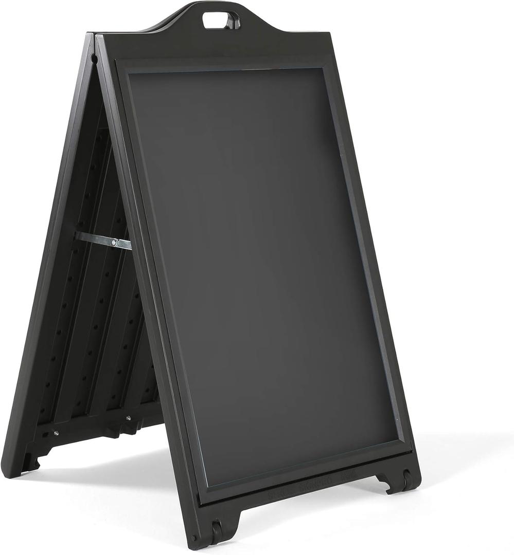 Azar Displays 300244-BLK Black Double-Sided Sidewalk A-Frame Sign w/Protective Lens 24" x 36" - Black