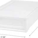 IRIS USA 27 Qt. Plastic Under Bed Storage Stackable Organizer Bin Container with Sliding Organizer Drawers, 4-Pack, Multi-Purpose for Clothes Shoes Clothing Bedding, White