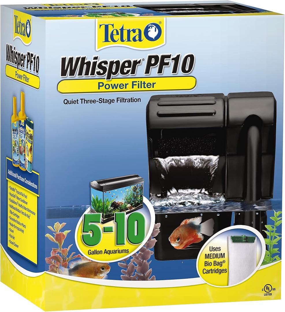 Tetra Whisper Power Filter 10 Gallons, Quiet 3-Stage Aquarium Filtration