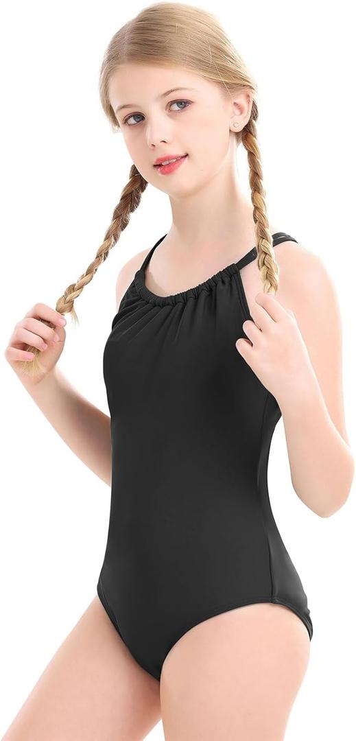 Zando Girls One Piece Swimsuit for Girl Kids 8-14 Years Old Cross Backless Swim Suit UPF 50 Swimwear Bathing Suit (Large)