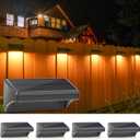 Aulanto Solar Fence Lights 4 Pack-Plus,100 Lumen Big Outdoor Solar Light IP65 Waterproof, Warm White and 10 RGB Modes,Fence Lights Otdoor Solar Lighting for Backyard,Garden,Fence,Wall,Deck,Stairs.