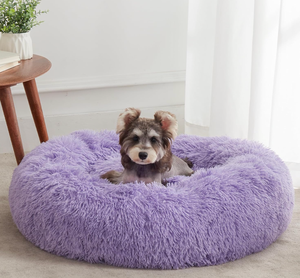 WESTERN HOME WH Calming Dog Bed & Cat Bed, AntiAnxiety Donut Dog Cuddler Bed, Warming Cozy Soft Dog Round Bed, Dog Cat Cushion Bed for Small Medium Dogs and Cats