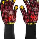 BBQ Fireproof Gloves, Grill Cut-Resistant 1472°F Heat Resistant Gloves, Non-Slip Silicone Oven Gloves, Kitchen Safe Cooking Gloves for Oven Mitts,Barbecue,Cooking, Frying,13 Inch 2pc