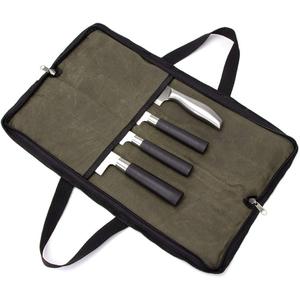 Knife Roll,Heavy Duty Knife Bag,Waxed Canvas knife Case with 4 Slots for Knives & Kitchen Tools,Chef Knife Bag with Handle.Portable Knife Roll Bag for Stroage Home Traveling Camping.Case Knives Pouch (Green)