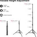 RAUBAY 10ft Heavy Duty Light Stand, Air Cushion, Black, LT30-RB | Aluminum photography light stand with 1/4" and 3/8" mounts for softboxes, studio lights, video production and photography