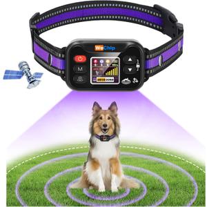 WeChip Wireless Dog Fence Collar, Adjustable 6-22 Inches, for Dogs 15-120 lbs, 3 Correction Modes (Deep Purple Black)