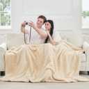 Cozy Bliss Ultra Soft Reversible Double Sherpa Sided Blanket, Fluffy Thick Warm Plush Fuzzy Blanket for Couch, Bed and Gifts (Mottled Beige, 60" x 80")