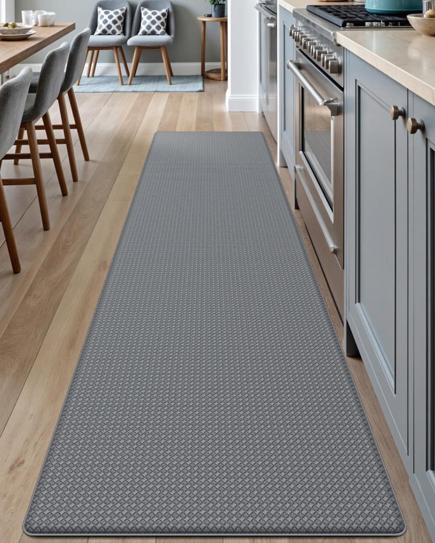 DEXI Kitchen Floor Mats Cushioned Anti Fatigue, 23"x94", Large Long Standing Runner Rug Waterproof, Comfort Memory Foam Padded for Front Sink Laundry, Grey