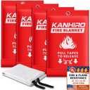 Emergency Fire Blanket for Home Kitchen - KANHIRO Prepared Fiberglass Fire Suppression Blanket Hero Great for School, Fireplace, Grill, Car, Office, Warehouse (4 Pack, 39 in X 39 in)