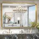 TokeShimi 55 x 36 Inch Brushed Gold Bathroom Mirror for Wall Vanity Mirror with Non-Rusting Aluminum Alloy Metal Frame for Modern Minimalist Farmhouse Home Decor (Horizontal/Vertical) (36"L x 55"W)